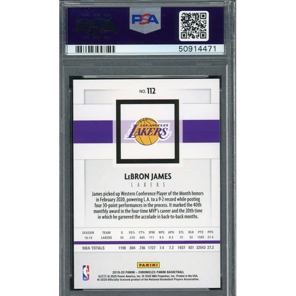 LeBron James 2019 Panini Chronicles Basketball Card #112 Graded