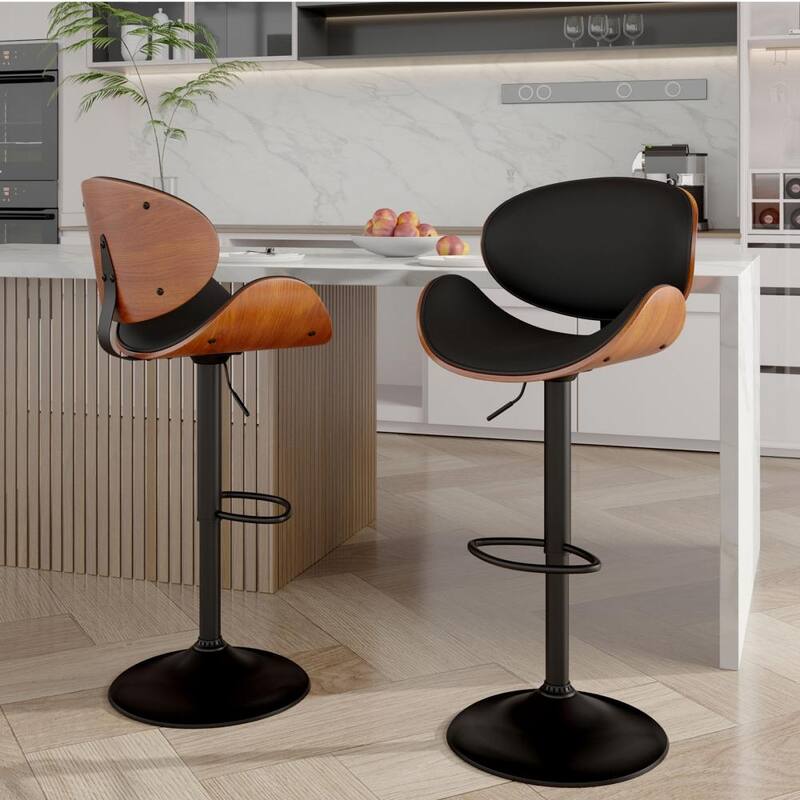 Set of 2 Adjustable Height Swivel Bar Chair