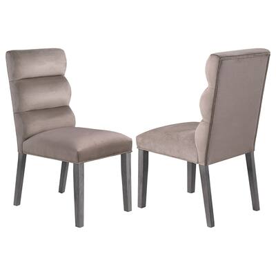 Gray/Ash Gray Fabric Upholstered Wood Frame Dining Chair, Set of 2, Sturdy Dining Chair for Dining Rooms - 17.5