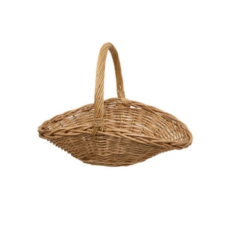 Set of 2 Natural Willow Flower Gathering Baskets with 1 Arched Handle and Wood Finish - 10.5" H x 14.75" W x 11" D