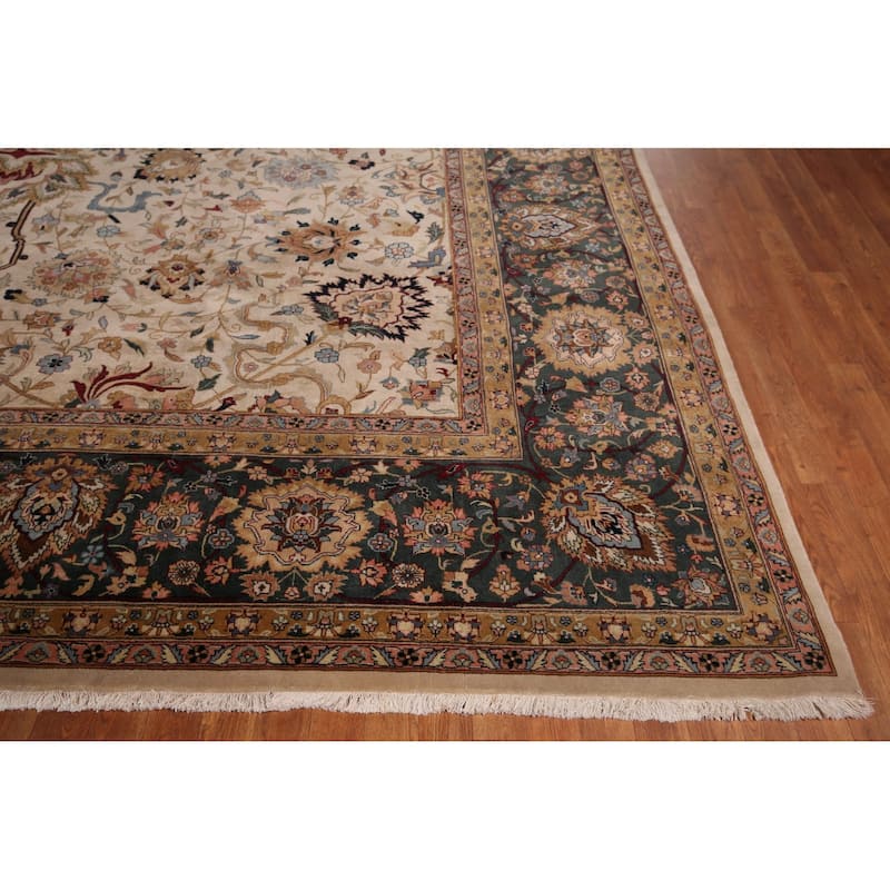 All-Over Large Agra Indian Area Rug Handmade Wool Carpet - 12'5" x 17'8"