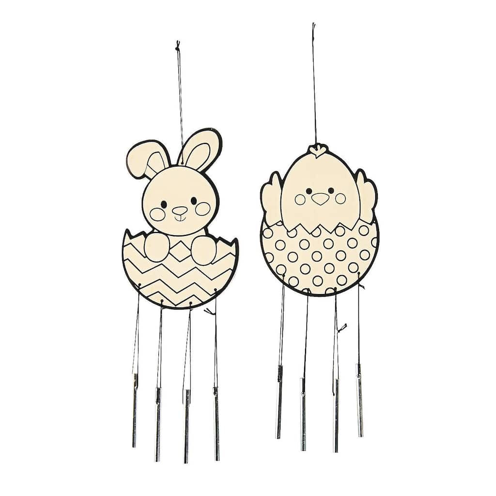Color Your Own Easter Wind Chimes, Craft Kits, 12 Pieces - 4 1/2" x 10 1/2"