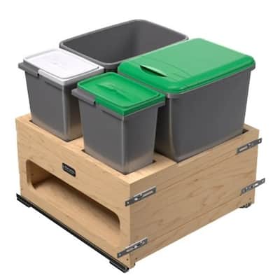 Rev-A-Shelf 4WCWM-2435DMSC-4 Wood Classics Bottom Mount Double 35 Qt.
