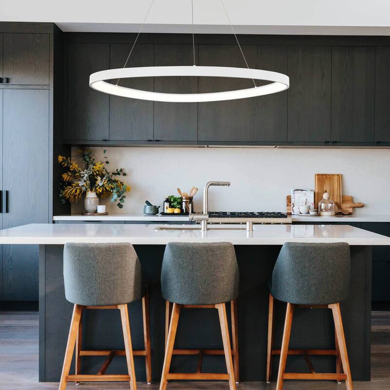 C Cattleya 32-inch Aluminum 3000K Modern LED Chandelier Kitchen Island Pendant Light - 32-inch