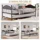 preview thumbnail 15 of 21, Daybed with Trundle, Metal Twin Size Day Bed with Stylish Headboard, Sofa Bed Frame with Pop Up Foldable Trundle Bed