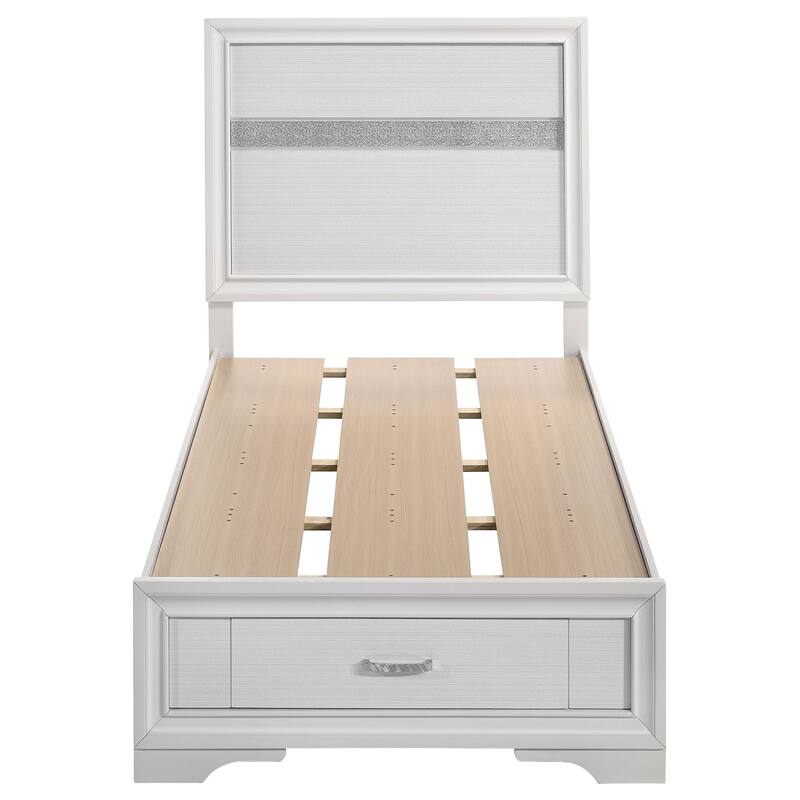 Miranda 4-Piece Storage Bedroom Set with Glittering Stripes