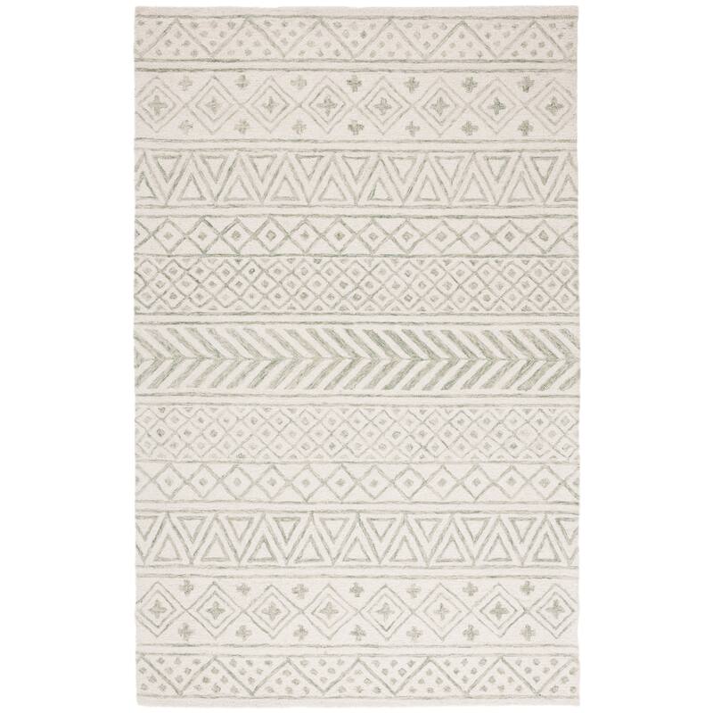 SAFAVIEH Handmade Metro Heloise Moroccan Boho Wool Rug - 5' x 8' - Ivory/Light Green