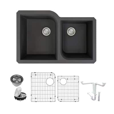 Transolid K-RUDO3120 Radius 31-3/4" Undermount Double Basin Granite