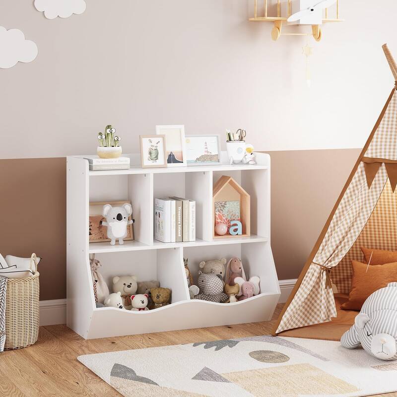 Toy Bookshelf and Bookcase, Multi Shelf with Cubby Organizer Cabinet for Storage Books and Toys