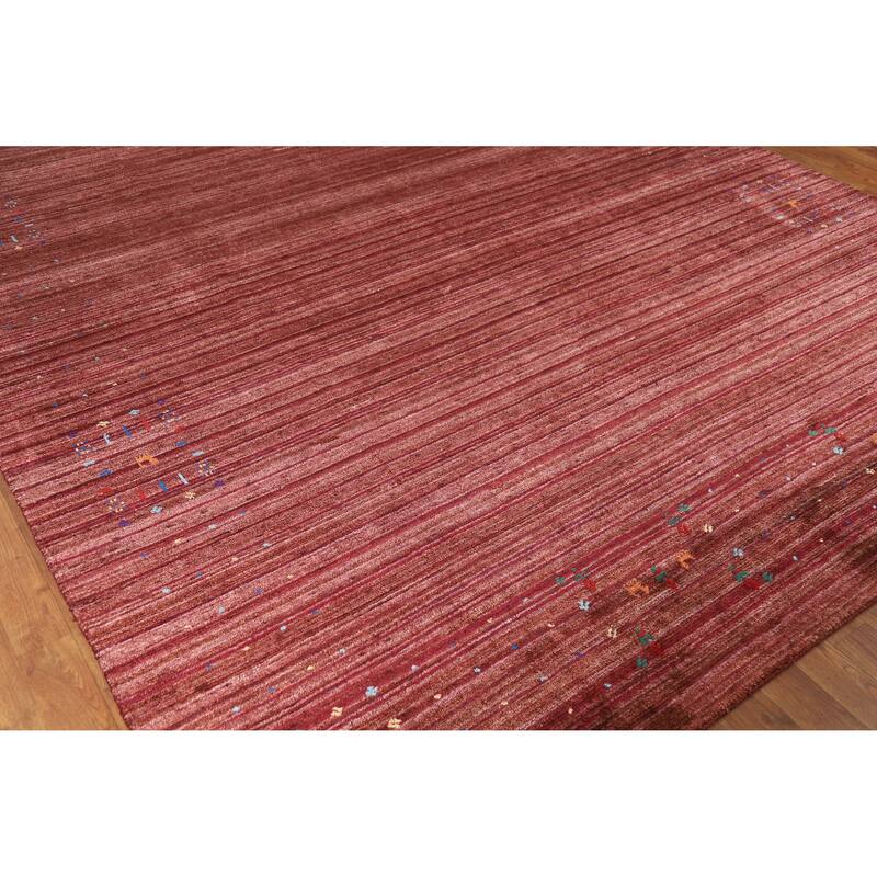 Hand Knotted Oriental Viscose Silk Carpet Tribal Animal Pictorial Red Gabbeh Area Rug - 10' 0'' X 7' 11''