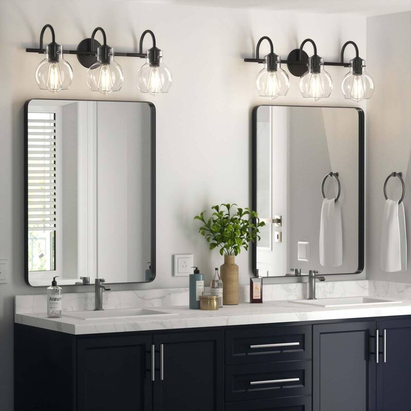 Modern 2/3/4 Bathroom Vanity Lights Clear Globe Glass Shade