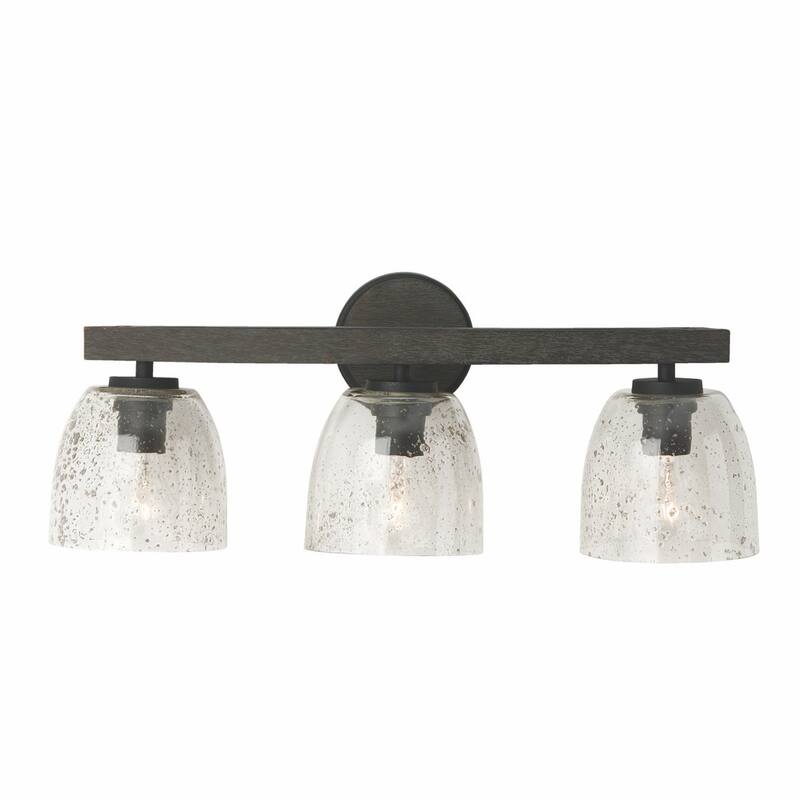 Clive 3-light Mango Wood Carbon Grey/ Black Iron Bath/ Vanity Fixture