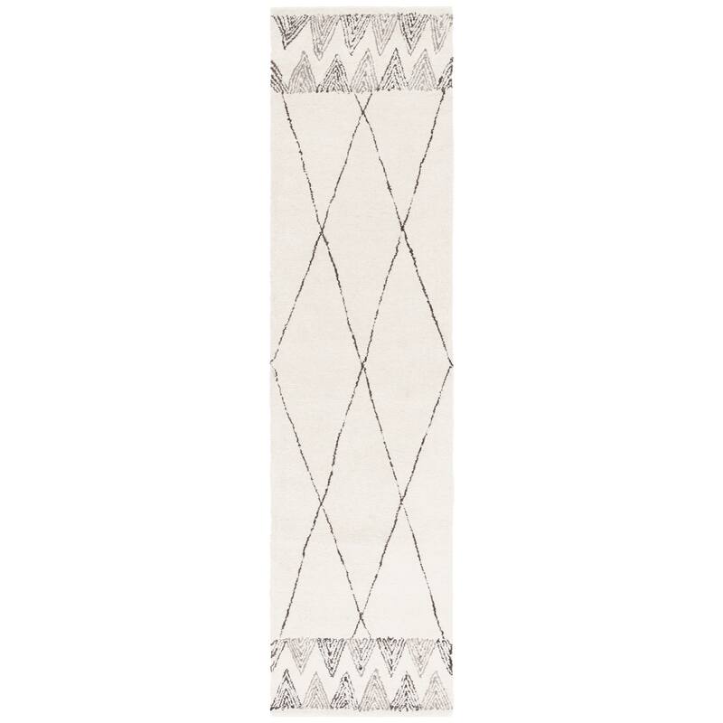 SAFAVIEH Handmade Kenya Gerina Southwestern Wool Rug - 2'3" x 9' Runner - Ivory/Black