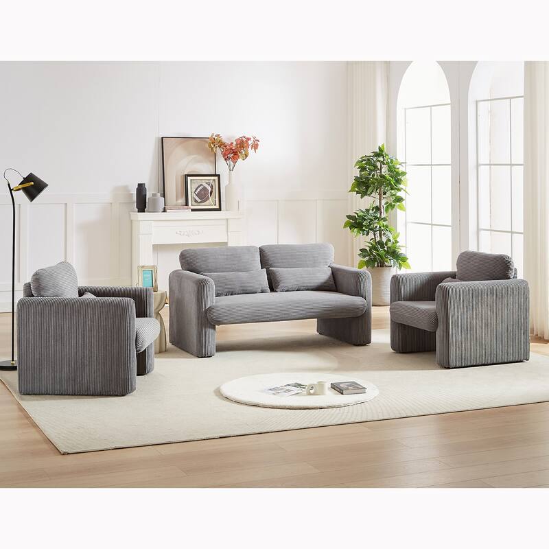 Corduroy Fabric Free Combination Sofa Set w/Support Pillow
