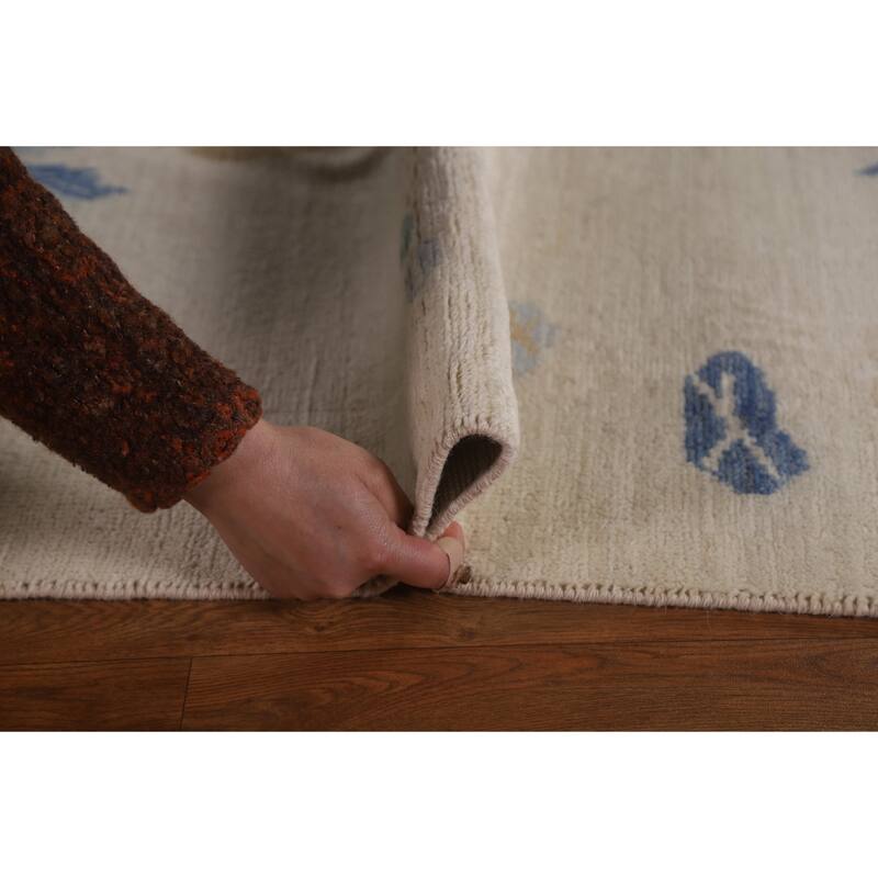 Hand Knotted Oriental 100% Wool Carpet Traditional Floral Beige & Ivories Art Deco Area Rug - 11' 8'' X 8' 11''