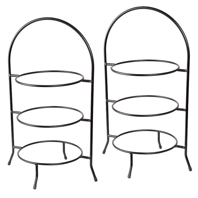 Creative Home Iron Works 3-tier Dinner Plate, Serving Rack Set (Set of 2) - Black - 2 Piece