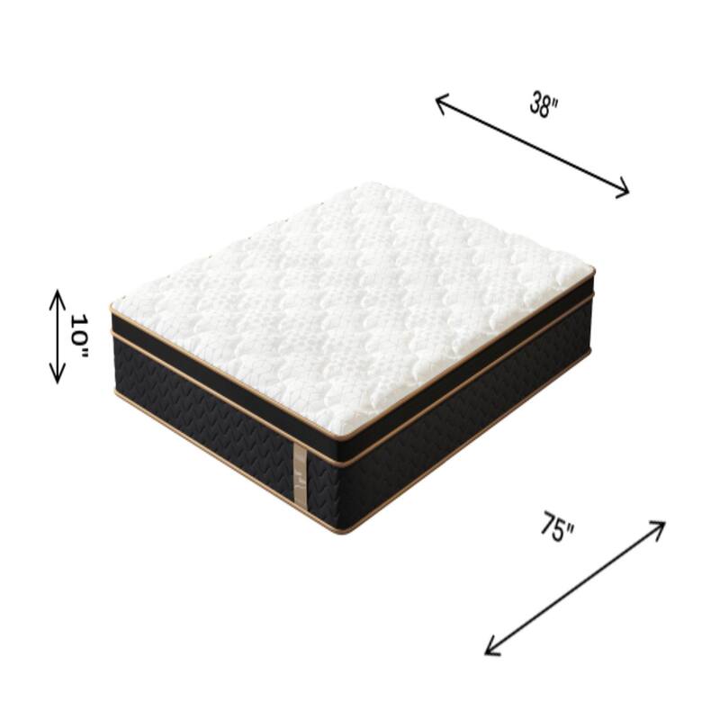 10" Twin Plush Hybrid Mattresses with Independently Encased Coils & Gel Memory Foam,Fiberglass-Free