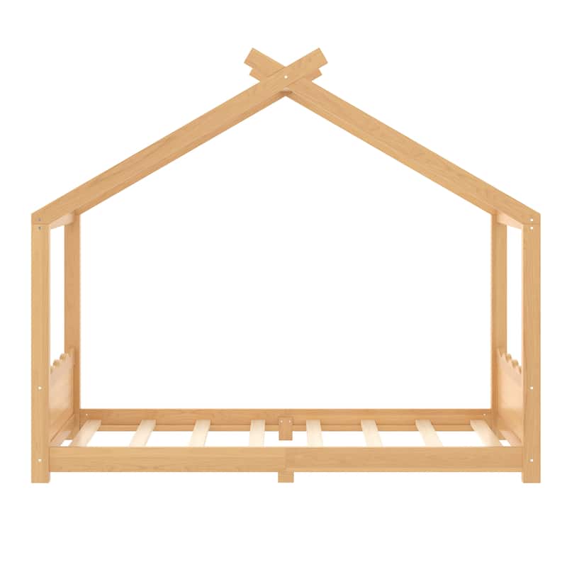 Wood House Bed Floor Bed with Support Slats Montessori Bed