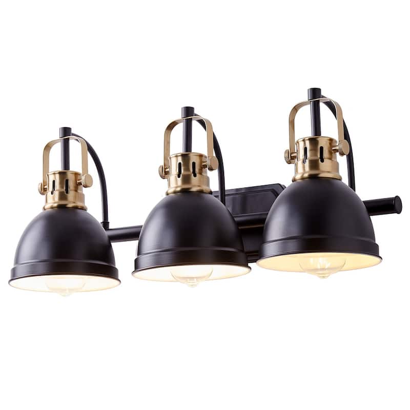 Industrial Black and Bronze 3-Light Bowl Shape Bathroom Vanity Lamp