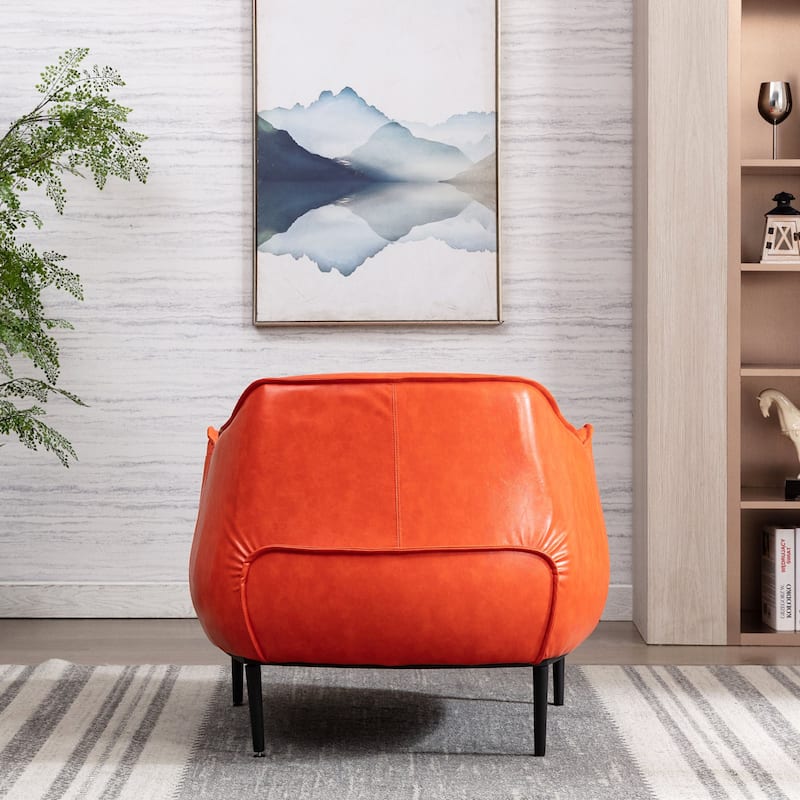 KINWELL 33" Wide Faux Vegan Leather Upholstery Barrel Chair