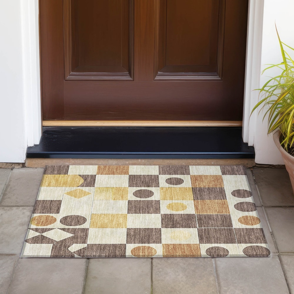 Machine Washable Indoor/Outdoor Casual Contemporary Chantille Rug