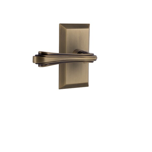 Nostalgic Warehouse STUFLR_PRV_238_NK_RH Fleur Privacy Door Lever Set with Studio Rose for 2-3/8" Backset Doors
