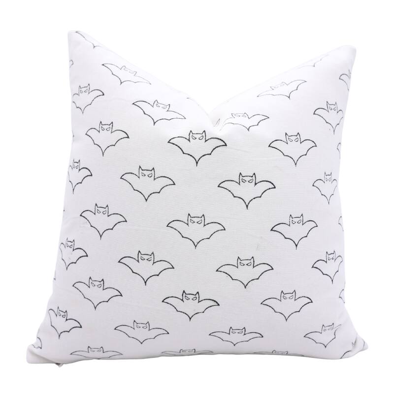 Fabdivine Home Decorative Accent Green Cotton Cushion Case, Skeleton - Pillow Covers - Bat-White - 14" X 20"