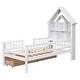 preview thumbnail 18 of 16, Pine Wood Twin Bed with House-Shaped Headboard, Fence Guardrails, and Drawers