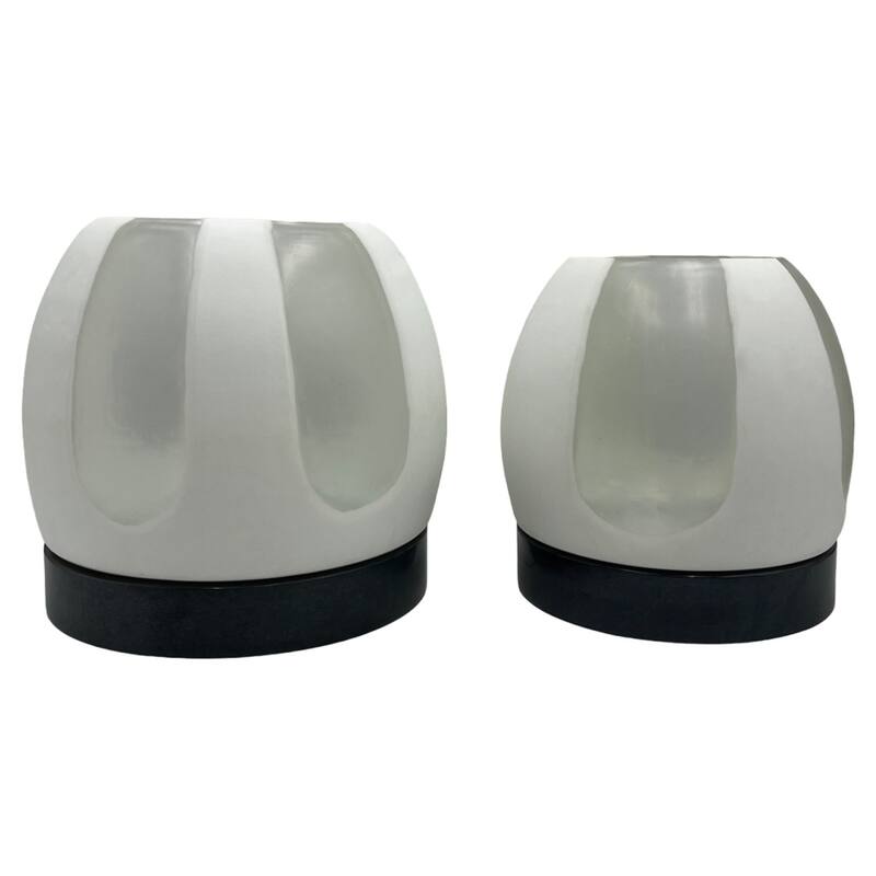 Set of 2 Decorative Handmade Glass Serene Spheres Vase in White