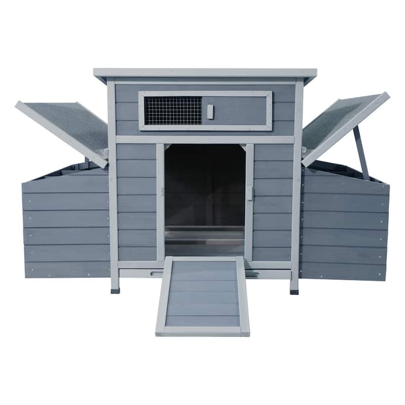 Large Wooden Chicken Coop Outdoor Hen House Poultry Cage for Outdoor with 2 Sides Nesting Boxes