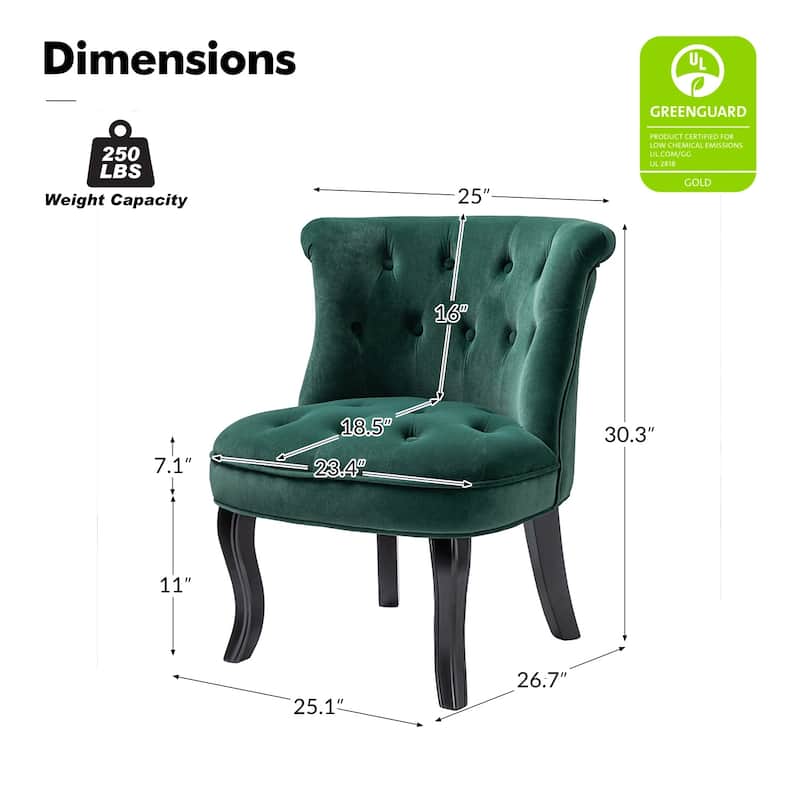 Paolino 25.1" Wide Traditional Velvet Button-tufted Back Stools with Wood Legs by HULALA HOME
