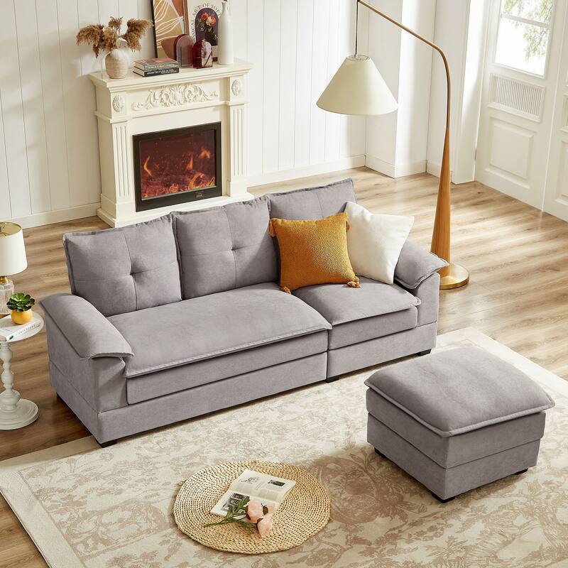 L-Shaped Sectional Sofa with Cloud-Like Seats - 82.28 Inches - Perfect for Living Room
