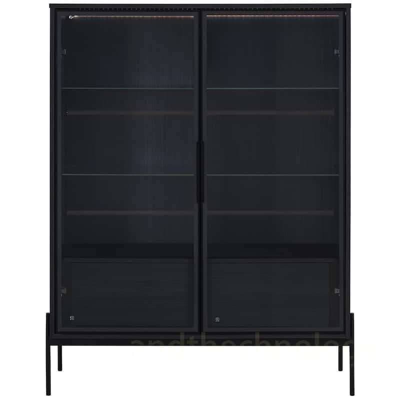 Tempered Glass Door Cabinet With Metal Legs