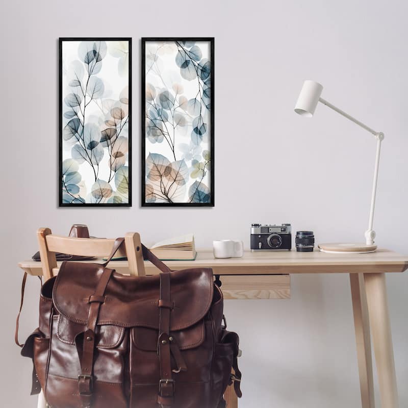Stupell Elegant Abstract Botanical Plant Leaves Pattern Collage Framed 2 Piece Wall Art - Brown