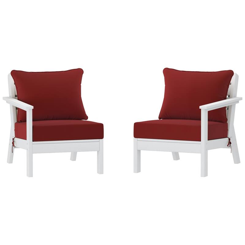 Polytrends Birchwood All Weather HDPE Outdoor Patio Deep Seating White Loveseat (2-Piece)