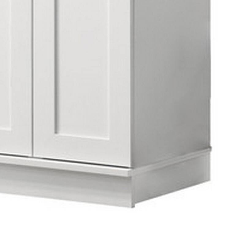 Lyn 71 Inch Storage Cabinet Wardrobe, Framed Panel Doors, White Solid Wood