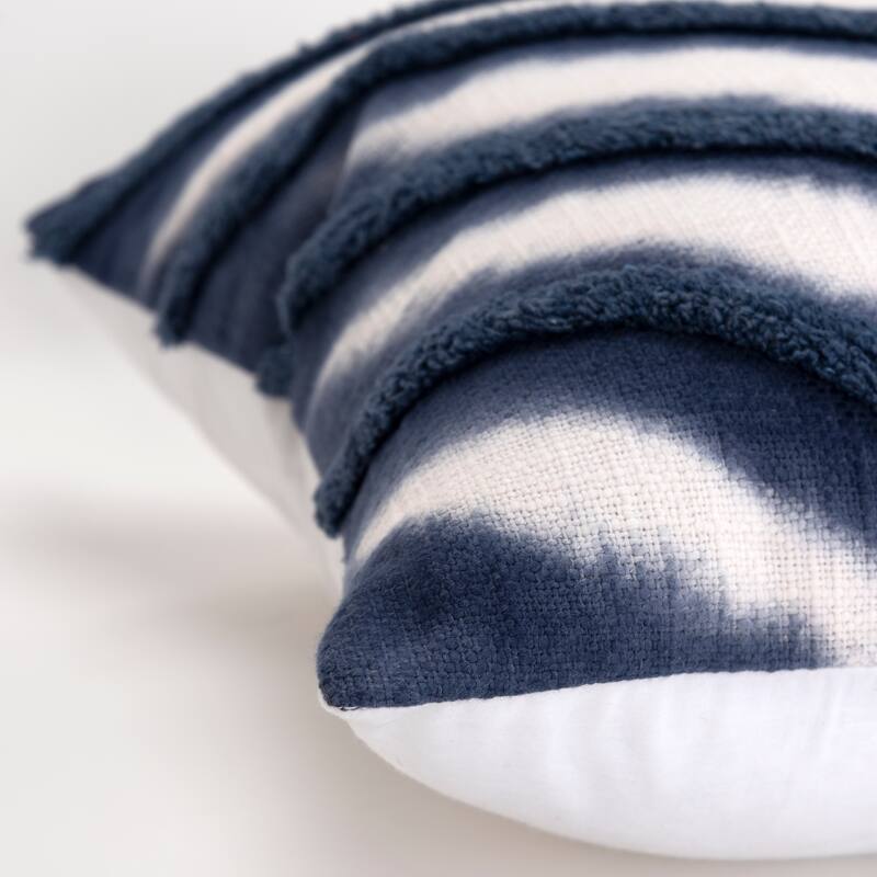 Rizzy Home Tufted Boho Chevron Blue Throw Pillow Cover