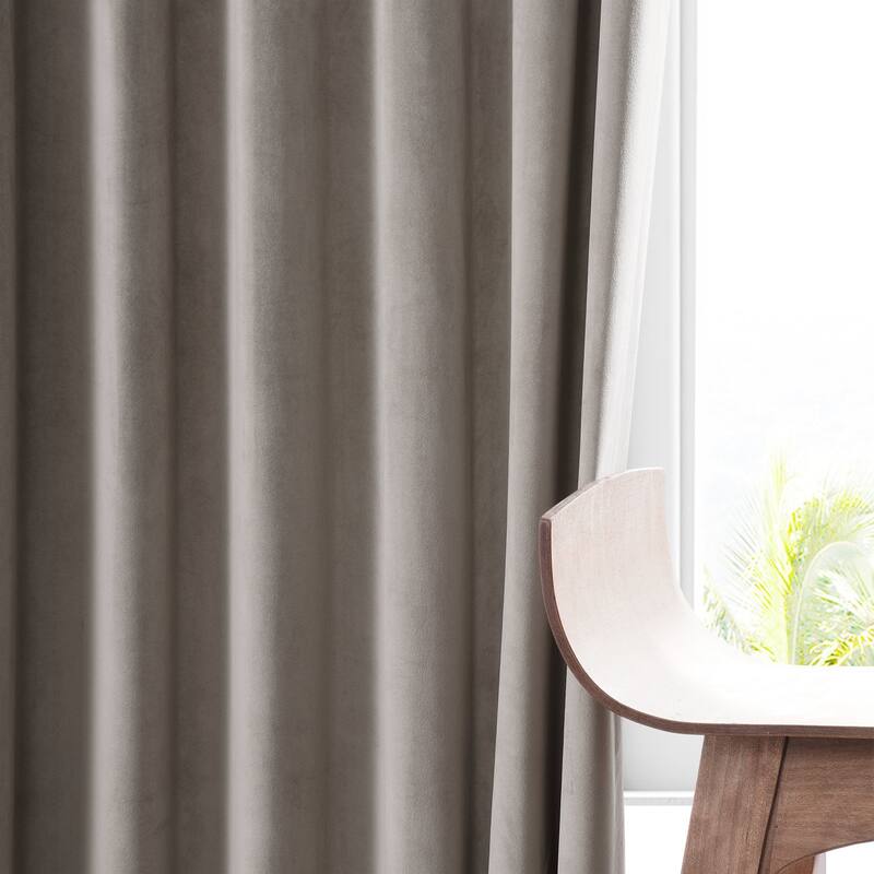 Exclusive Fabrics Signature Plush Velvet Hotel Blackout Curtains (1 Panel) - Luxury Soft Drapery for Light Control & Elegance