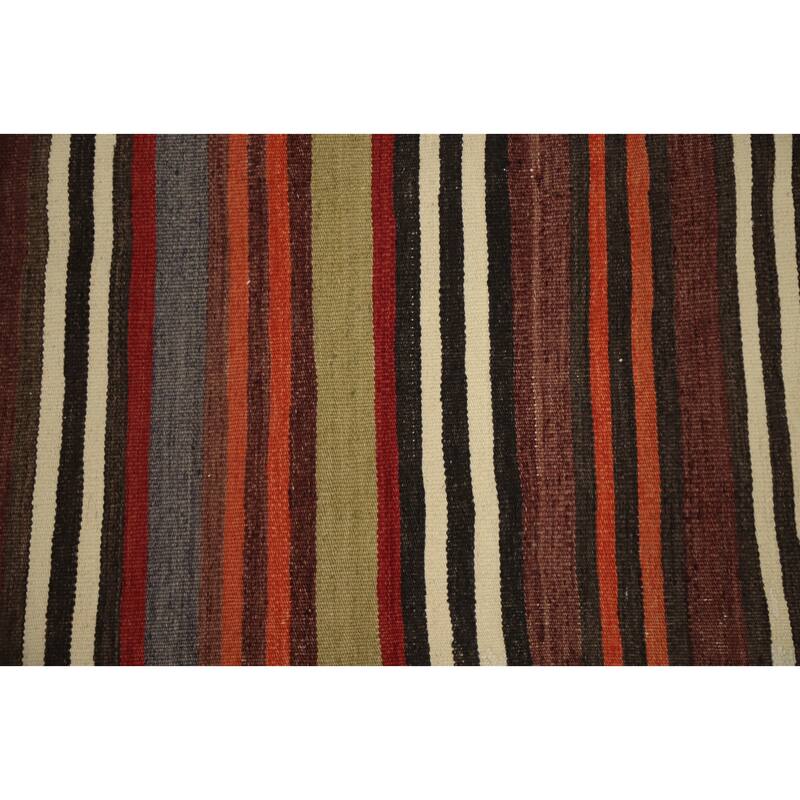 Hand Woven Oriental 100% Wool Carpet Southwestern Geometric Multi-Colored Kilim Area Rug - 8' 6'' X 5' 3''