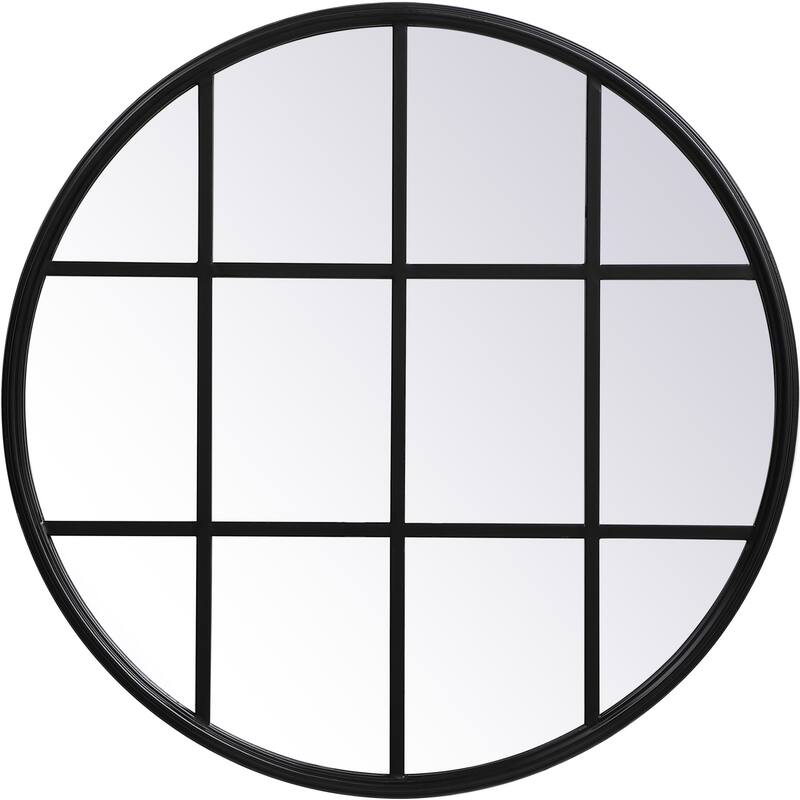 Elegant Lighting Motif 28" Diameter Circular Beveled Metal Framed - Black