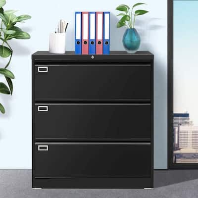 Suncrown 3 Drawer Lateral File Cabinet with Lock Metal Lateral