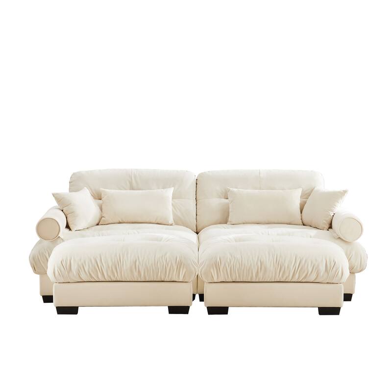 Modern Sectional Couch Comfortable Upholstered Sofa Set with Lumbar Pillow and Throw Pillow for Living Room