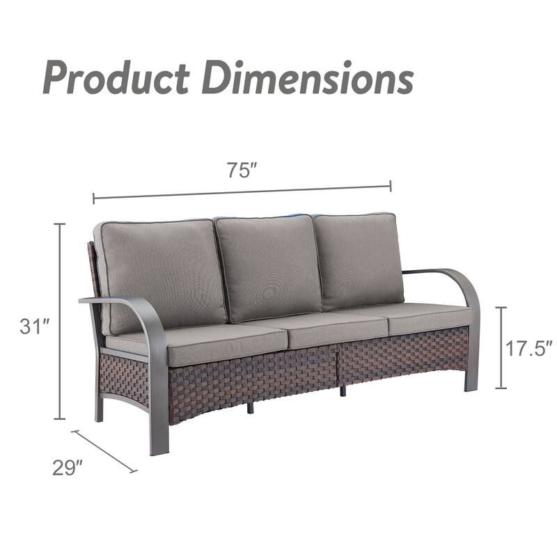 Gymojoy Industrial Style Premium Outdoor 3-Seat Rattan Sofa