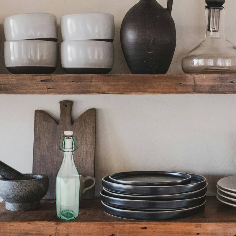 Amici Home Set of 4 Faceted Hermetic Glass Bottles