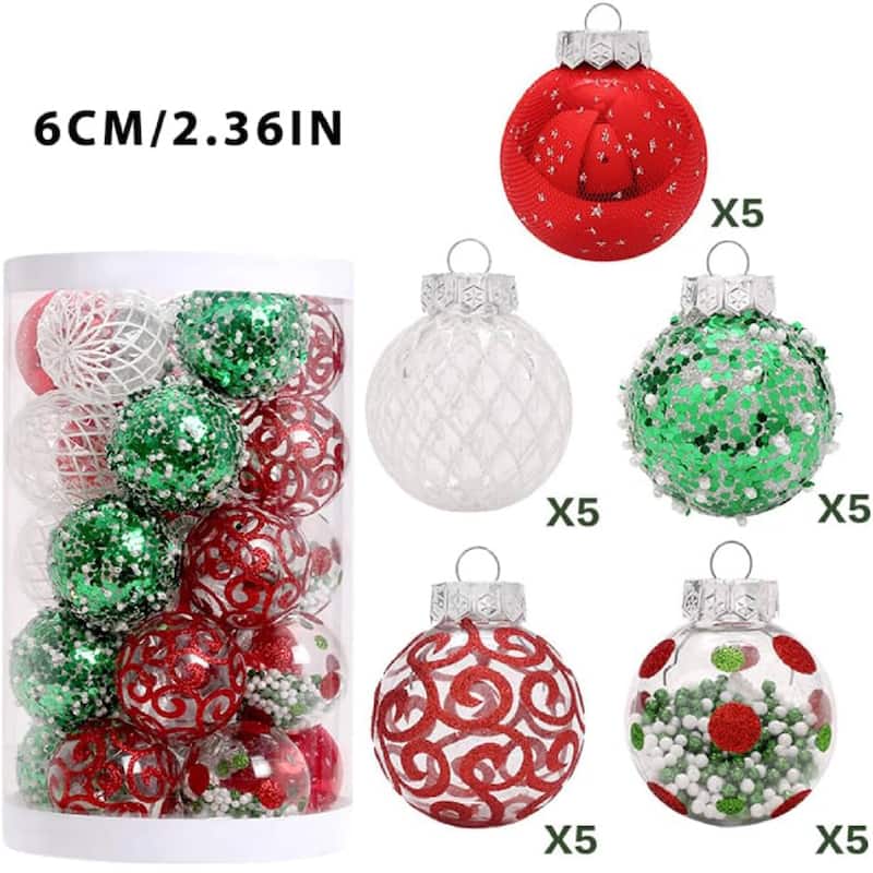 25 Pcs Christmas Decoration Ball Ornaments Set for Holiday Party Wedding - N/A