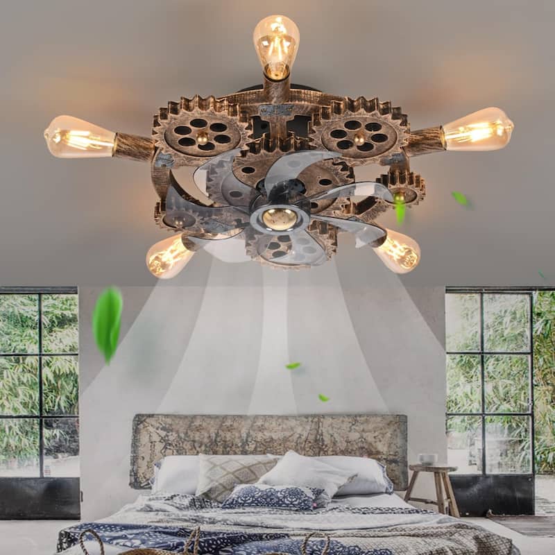 20Inch Farmhouse Ceiling Fans with Remote Control,6 Speed Reversible Flush Mount Low Profile Rustic Ceiling Fan - N/A