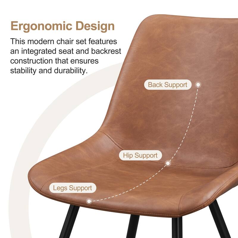 Yaheetech 2PCS Faux Leather Dining Chairs with Metal Legs for Kitchen Dining Room