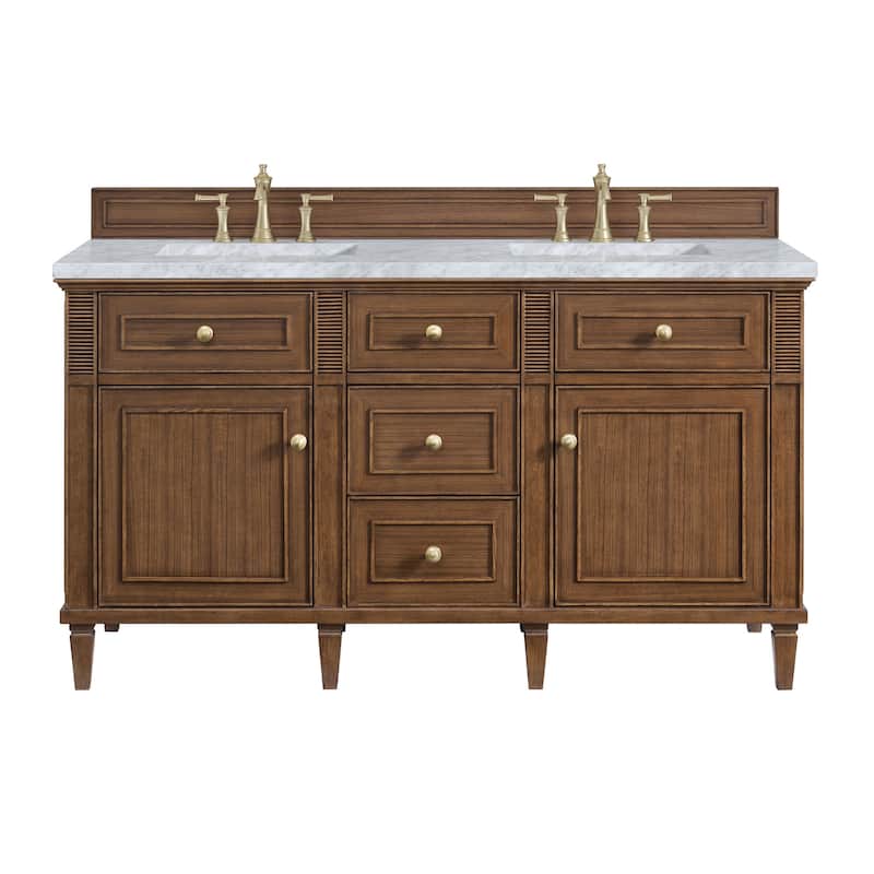 James Martin Vanities 424-V60D-3CAR Lorelai 60" Double Basin Wood - Mid-Century Walnut