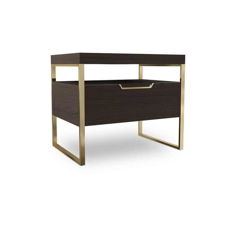 Vant Wooden Night Stand - Brown - Gold Leg