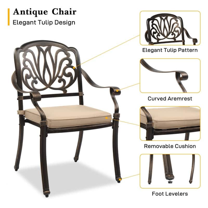 Patio Cast Aluminum Dining Chair Set (Set of 2)